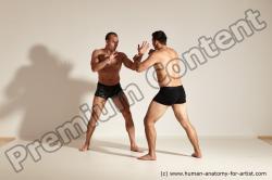 Underwear Fighting Man - Man White Moving poses Muscular Short Brown Dynamic poses Academic